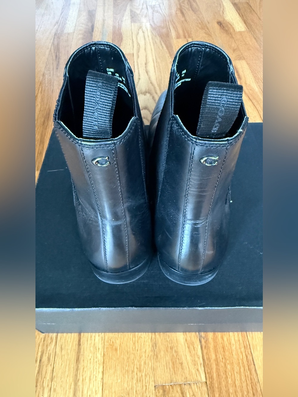 EUC Coach Mens Metropolitan Black Leather Chelsea Boots Size 8D In Box MSRP $295 - Picture 5 of 8